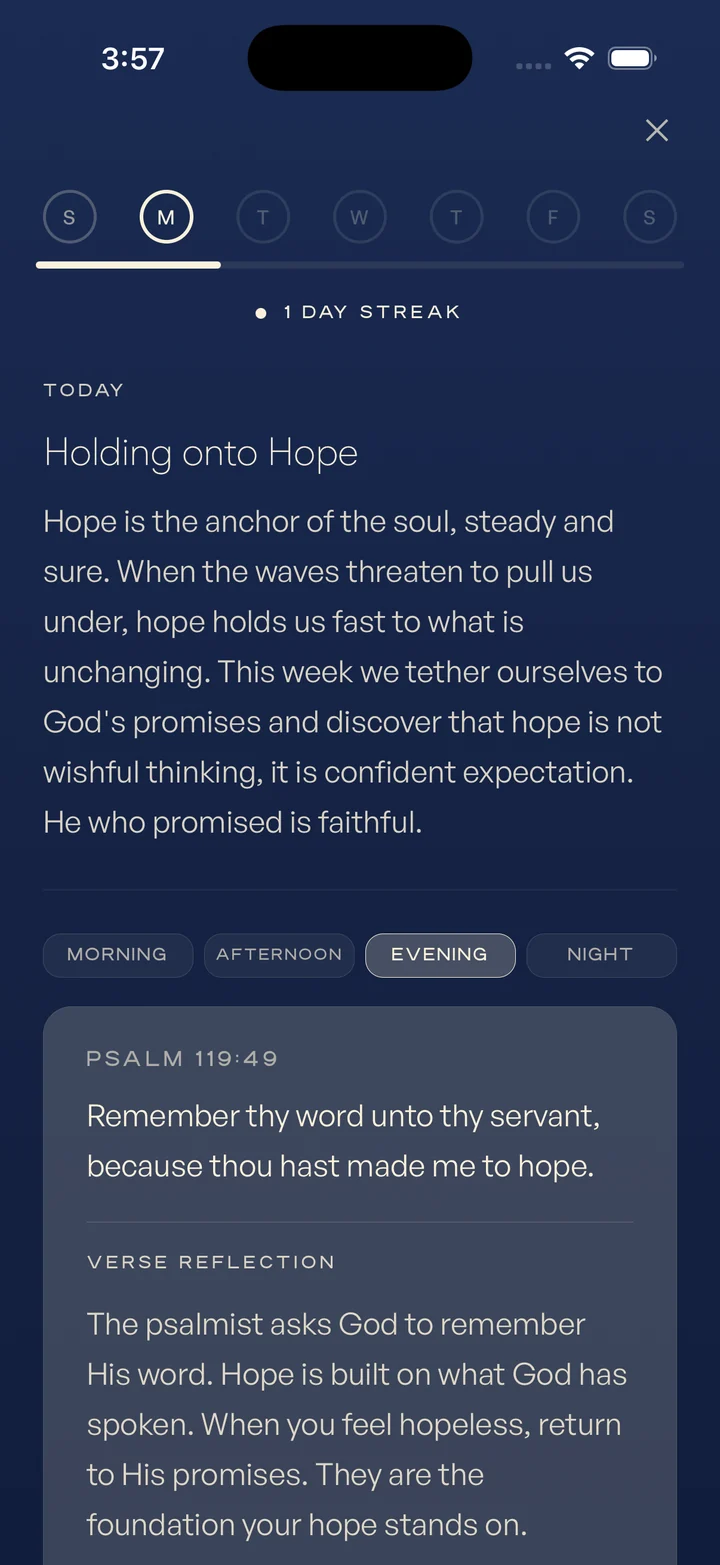 A guided devotional in the Praise app.
